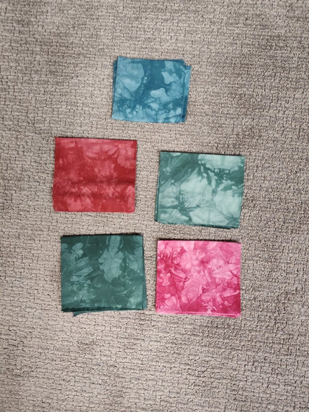 New! Hand-dyed Cotton Fabric Bundle - 5 Patterns - 11" X 18" Each